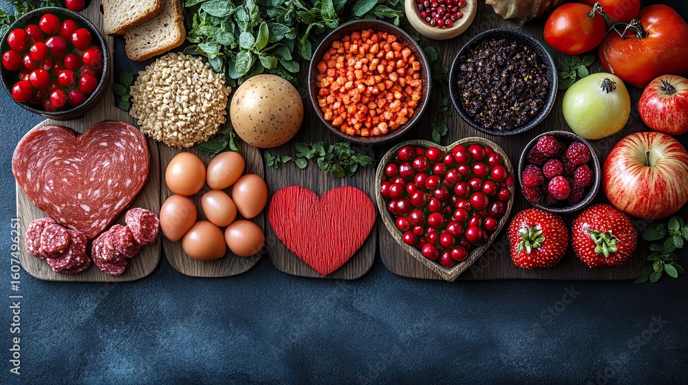 A Delicious Arrangement Of Heart Shaped Foods And Ingredients A Delicious Arrangement Of Heart Shaped Foods And Ingredients