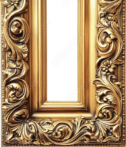 Ornate gold picture frame with detailed carvings carved decorative