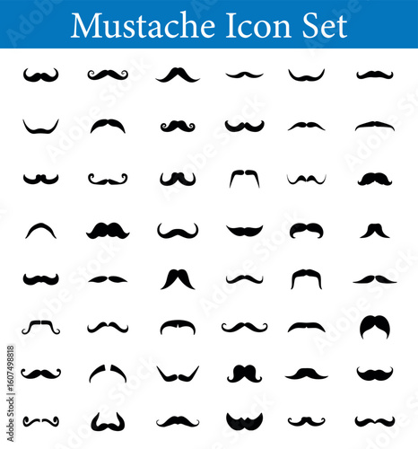 Set of mustache icon vector. Moustache Silhouette