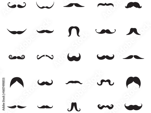 Set of mustache icon vector. Different mustache collection