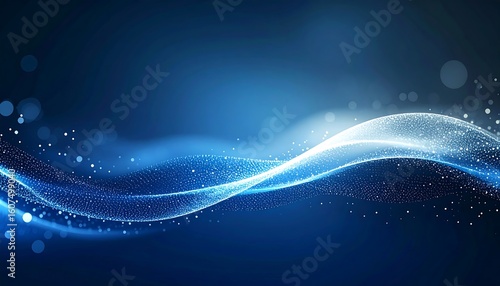 Abstract digital wave design,  blue and white, glowing particles