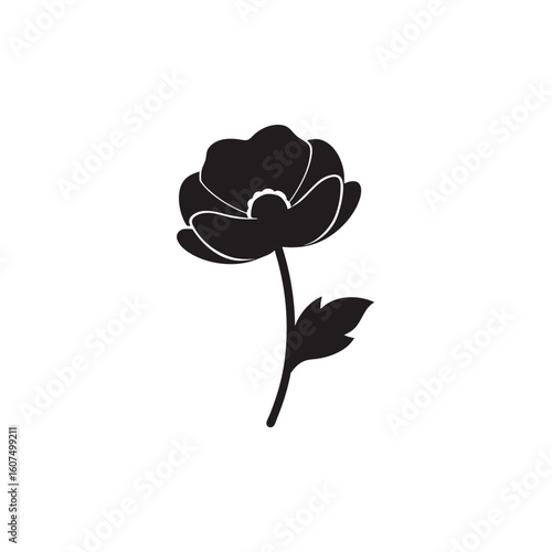 Red poppy flower silhouette icon