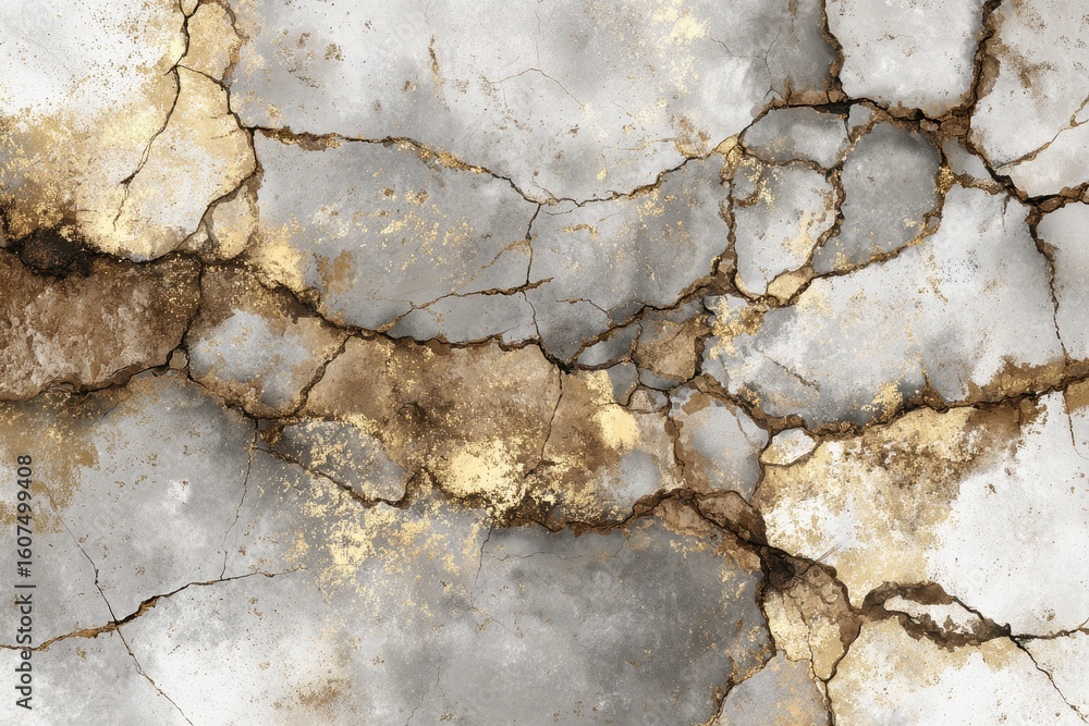 Fototapeta premium Cracked Concrete Wall with Gold.