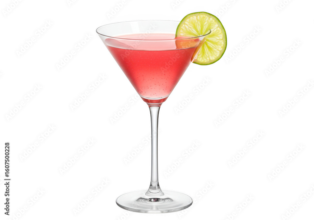Cosmopolitan cocktail with lime slice isolated on transparent background Cosmopolitan cocktail with lime slice isolated on transparent background