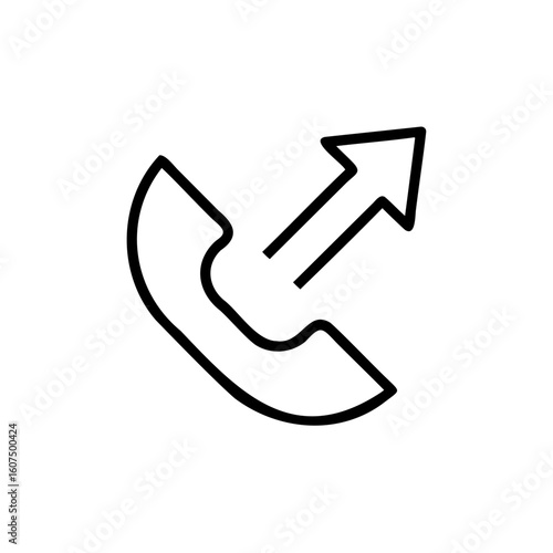 Outline a telephone receiver with an outgoing arrow call forward