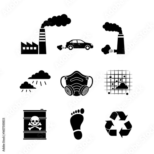 Illustration showing environmental pollution sources and mitigation methods