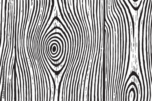 Seamless black and white wood grain texture. Hand-drawn wooden plank pattern for backgrounds, packaging, decor, or surface design.