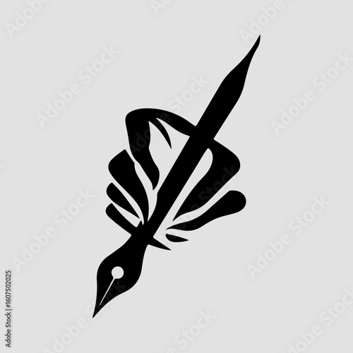 Handwriting Pen Vintage Black Icon Vector Graphic