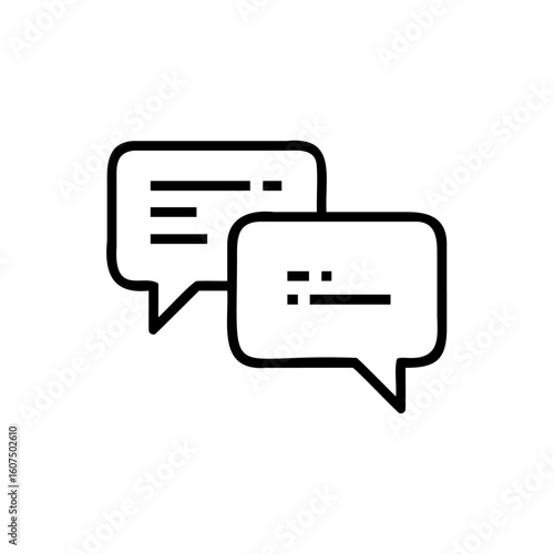 Outline speech bubble icons with text lines chat message