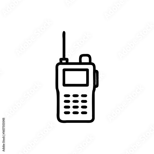 Outline walkie talkie icon with screen buttons radio communication