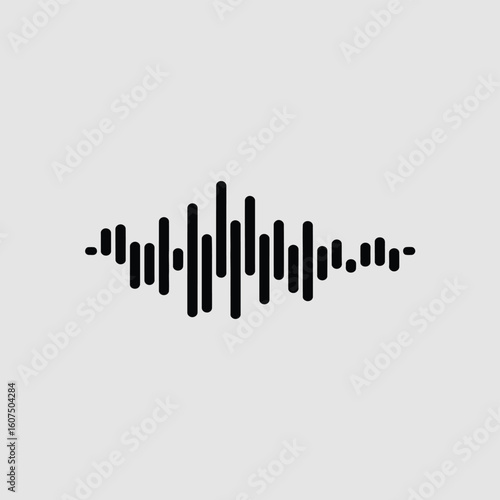 Black sound wave graphic on a light gray background