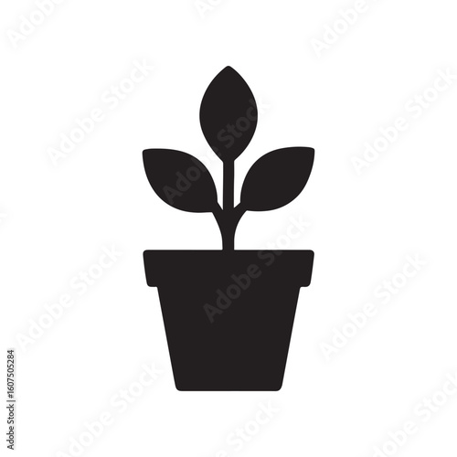 Modern Houseplant Symbol, a versatile solid illustration for gardening and home.
