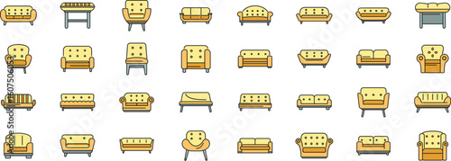 Comfortable sofas and armchairs representing various styles and designs for interior design projects