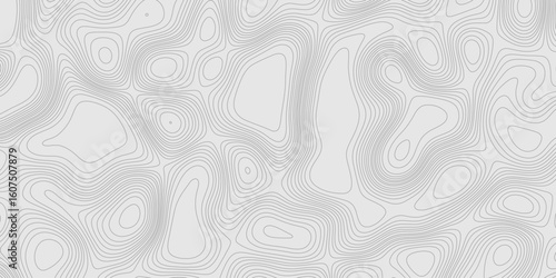 Modern design with contour abstract map relief line grey pattern with seamless topography background, geographic mountain relief abstract lines grey landscape design texture wavy curve shapes.