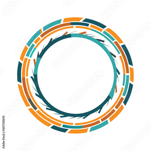 Broken Dashed Stroke Circular Frame Outline Design