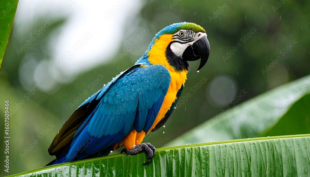 Obraz premium Vibrant parrot perched on a leaf