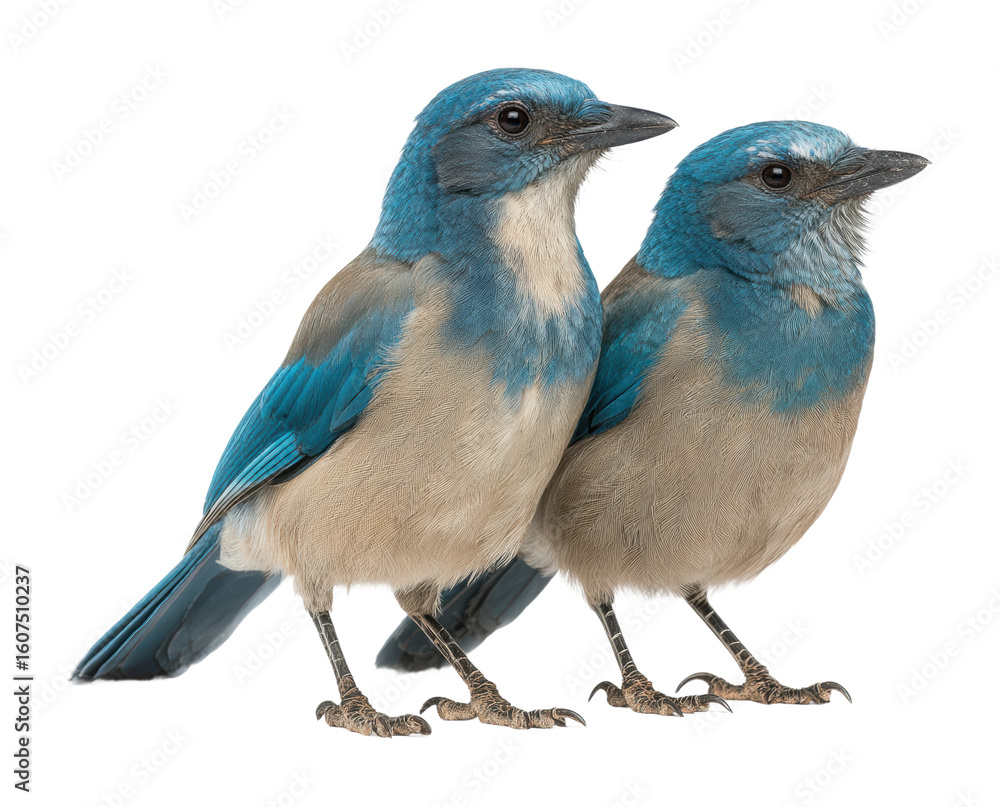 Obraz premium Blue birds pair displaying unique characteristics in natural habitat isolated on transparent background