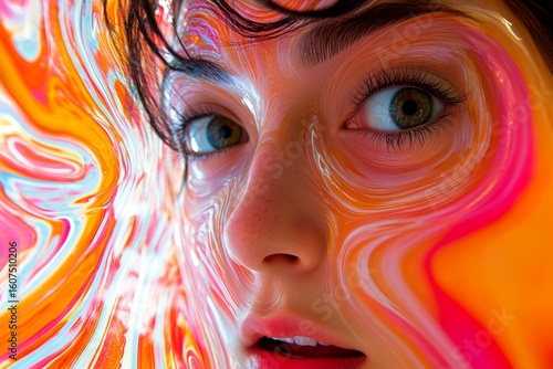 Mysterious health problem. Therapy and mind. Foggy vision. Metaphorical sleep deprivation emotions of a mental illusion. Hallucination - due to sleep deprivation: abstract image of human sta.