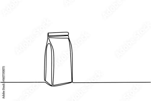 Minimalist line drawing of a tall narrow pouch on a white background