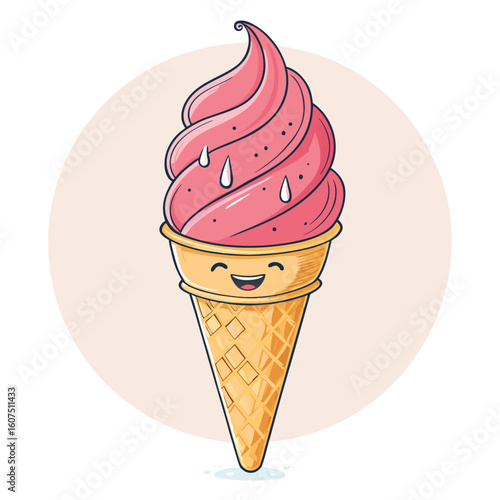 Ice cream logo clipart set. Colorful cone ice cream icon clip art in pictogram style vector illustration color pastel sweet dessert collection.	
