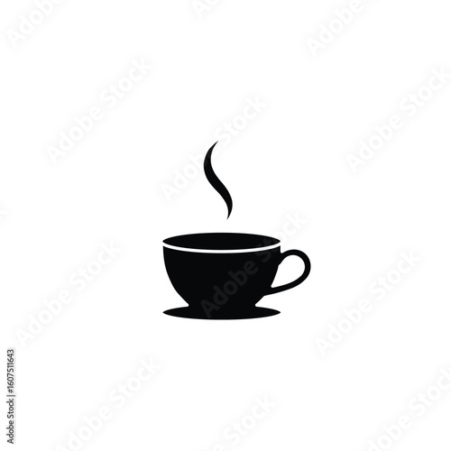 Minimal Coffee Cup Filled Icon – Bold Black Hot Beverage Symbol