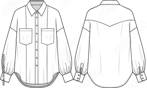 Classic Button-Up Shirt with Long Sleeves, Chest Pockets, and Tailored Fit for Versatile Casual Wear