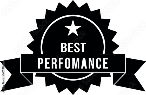 Best performance award badge star ribbon silhouette vector illustration