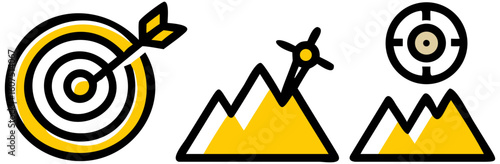 Targeting goals success achievement arrow mountain aim business strategy focus direction competition vision transparent background