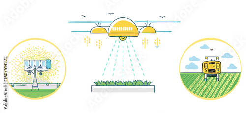 Drone agriculture farming technology precision farming smart agriculture crop monitoring and spraying concept transparent background