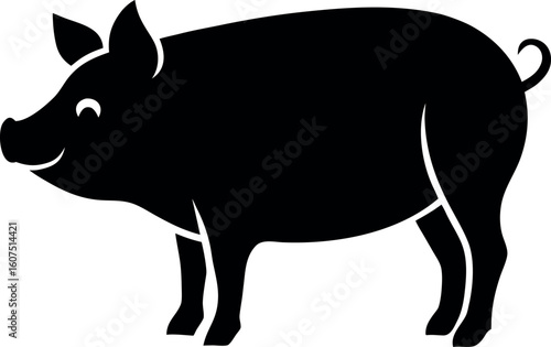 Standing pig farm animal livestock silhouette vector illustration