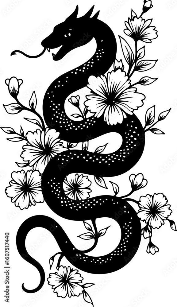 Obraz premium dragon tattoo tribal skull tattoo, rose tattoo floral tattoo, vector bundle