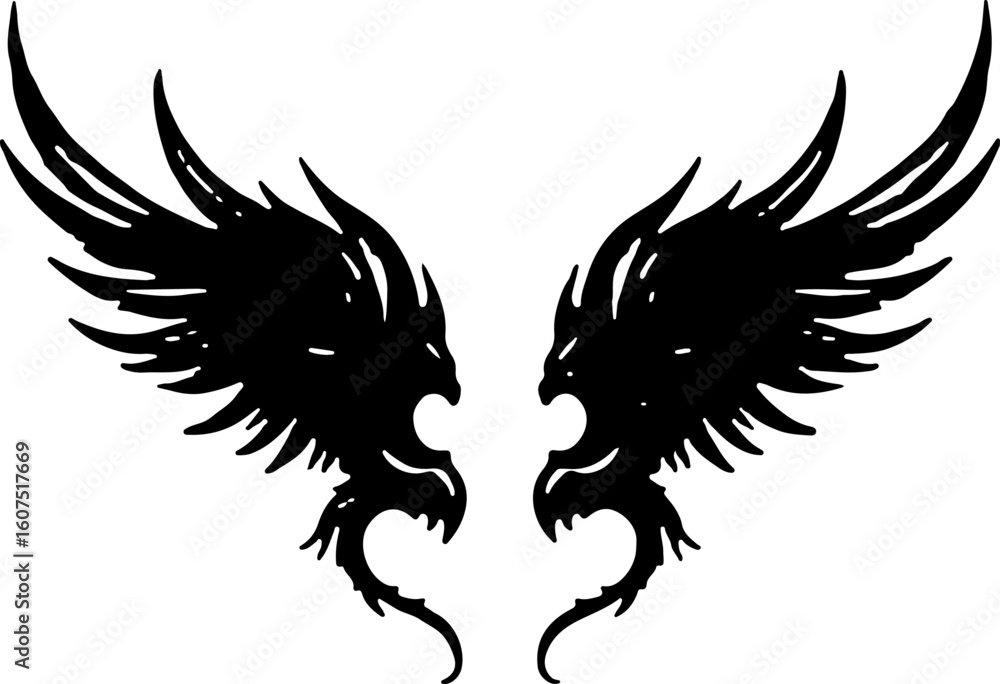 Fototapeta premium dragon tattoo tribal skull tattoo, rose tattoo gothic art, , flower vector art