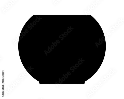 Elegant black silhouette of a fishbowl isolated on a white background