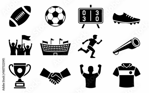 Collection of sports icons silhouette isolated on white background