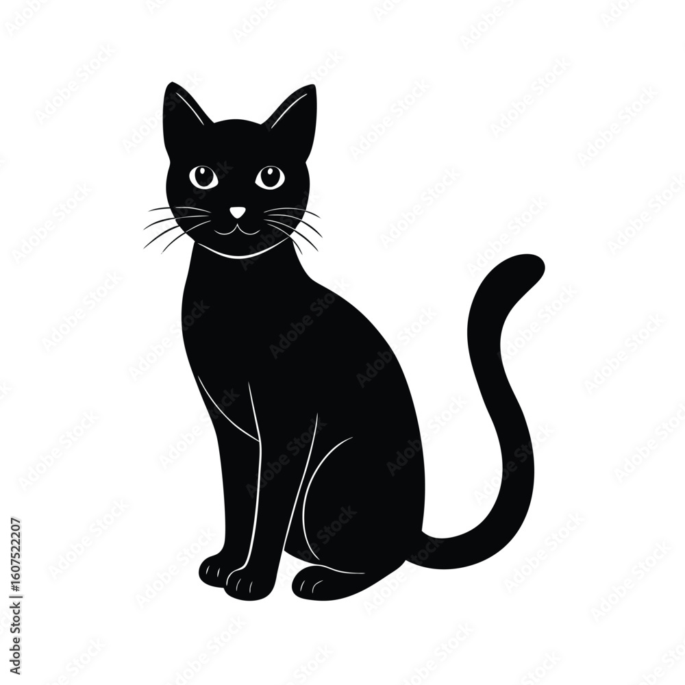 Obraz premium black cat on white background