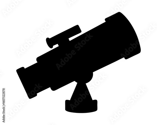 Silhouette of a telescope used for astronomy and stargazing observation
