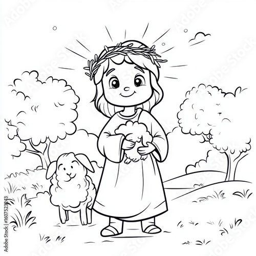 coloring page, Savior, Bible, Jesus, sheep, lamb, illustration, black and white, coloring book, vector, pastor, boy, animals, childhood, fun, clipart, joy, peace, love, resurrection