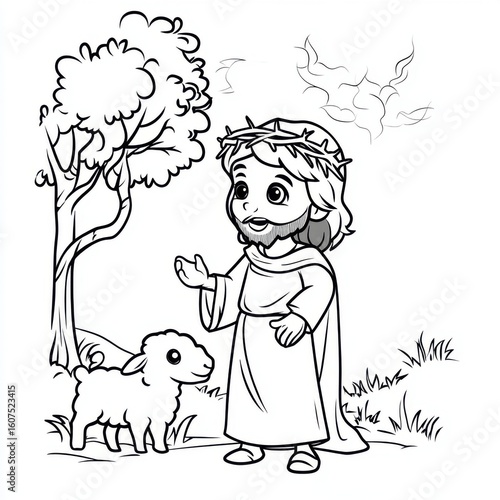 coloring page, Savior, Bible, Jesus, sheep, lamb, illustration, black and white, coloring book, vector, pastor, boy, animals, childhood, fun, clipart, joy, peace, love, resurrection