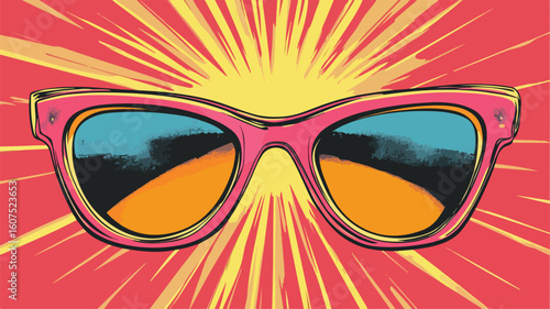 Bold Sunglass Pop Art Style Vector Art with Simple Line Design