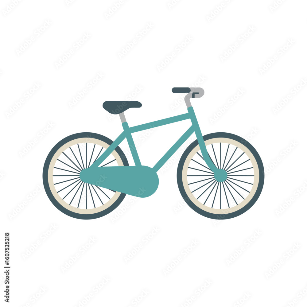 Classic teal bicycle with spoked wheels Classic teal bicycle with spoked wheels