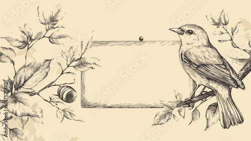 Vintage Style Illustration of a Notice Board Bird