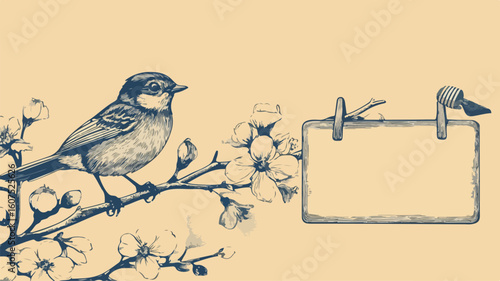Vintage Style Illustration of a Notice Board Bird