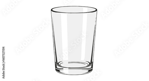 Empty clear drinking glass, symbolizing fasting, hydration, or spiritual purity, isolated on a white background for various uses.