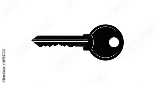 Black key silhouette vector symbol. Represents solution, access, security, unlocking opportunities, spiritual paths, forgiveness, and new beginnings.