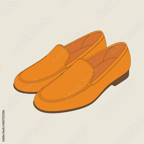 Classic orange suede loafer shoes for men