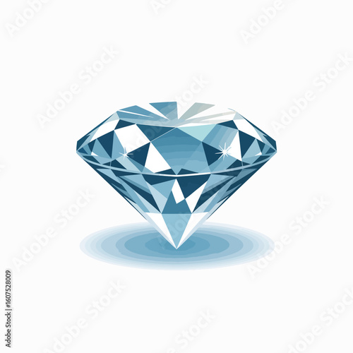 Sparkling blue diamond gemstone with light reflections