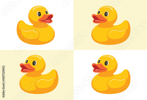 Four adorable yellow rubber ducks in a grid pattern