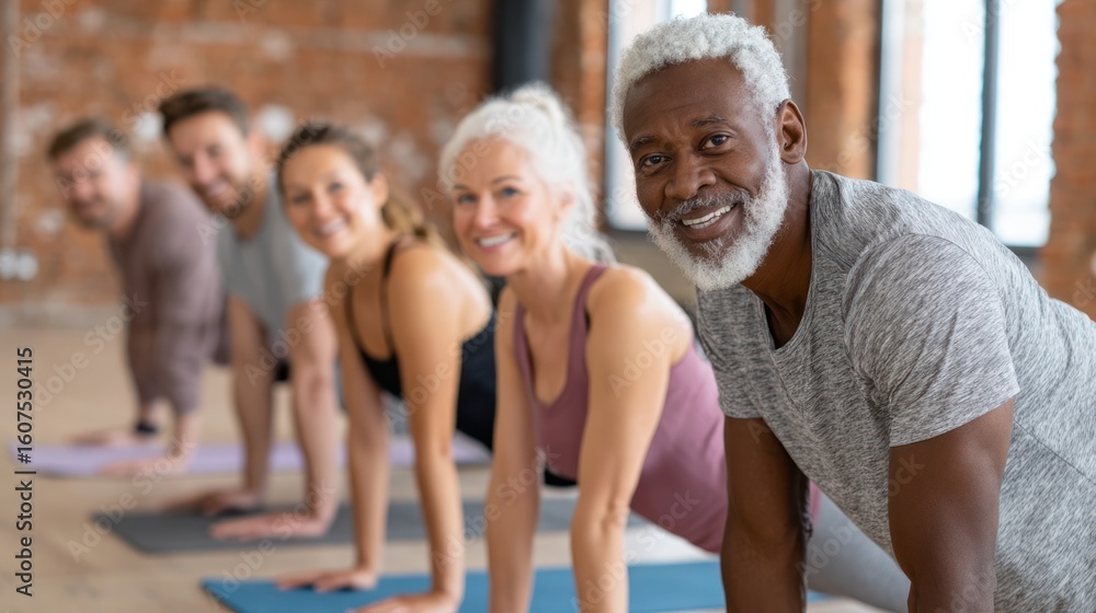 Obraz premium Diverse group of people in yoga class