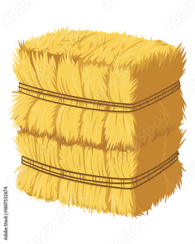 Stacked golden hay bales tied with twine