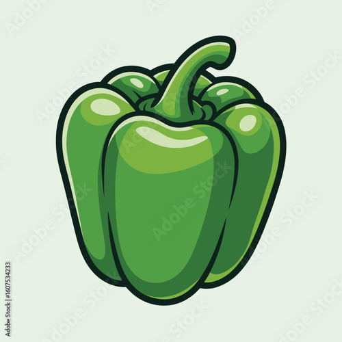 Vibrant green bell pepper illustration
